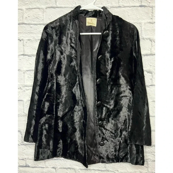 Vintage 1960s Winter black faux fur coat size M. - Picture 1 of 5